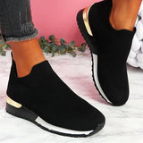 Allwanna  New Spring Knitting Socks Shoes Women 2022 Mesh Breathable Platform Sneakers Slip On Flat Casual Loafers Ladies Vulcanized Shoes