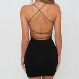 Allwanna 2022 Women New Fashion Casual Mini Bodycon Sexy Sling Backless Cross Straps Solid Color Bar Party Short Skirts Summer Streetwear