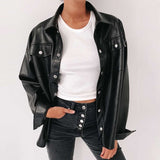 Allwanna 2022 Streetwear Black PU Women Leather Jacket Autumn Coat  Women Jacket Esthetic Gothic Vintage Outfits Fashion Tops