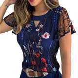 Allwanna 4 Styles Sexy Women Ladies Ruffle Sleeve Tops Pullover Dot Polk Embroidery Floral Print Blouse OL Casual Chiffon Jumper Tee