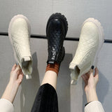 Allwanna  Boots Women's 2022 Winter Fashion Plus Velvet Platform Martin Boots Casual Snow Boots Non Slip Chelsea Boots Botines Mujer