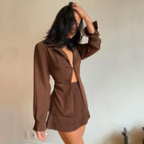Allwanna Autumn Turn-Down Collar Button Mini Skirt Suits Women 2022 Fashion Elegant Blazer Sexy Long Sleeve Female Chic High Street Sets