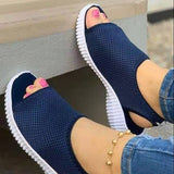 Allwanna  Summer Women Shoes 2022 Mesh Fish Platform Shoes Women's Closed Toe Wedge Sandals Ladies Light Casual Sandals Zapatillas Muje