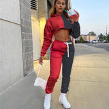 Allwanna Baby Girl Letter Print Sweatsuit Women's Set Hooded Crop Top Jogger Pants Set Tracksuit Fitness Two Piece Set Outfits