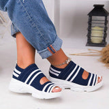 Allwanna  New Women Sandals 2022 High Heels Platform Women Shoes Summer Female Flats Knitting Slip On Peep Toe Casual Women Sandals
