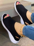 Allwanna  Summer Women Shoes 2022 Mesh Fish Platform Shoes Women's Closed Toe Wedge Sandals Ladies Light Casual Sandals Zapatillas Muje
