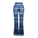 Allwanna AA Women's Flared Pants High-Waist Trousers Stripes Casual Loose Slimming Pants Summer Bottoms
