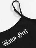 Allwanna  Gothic Letter Graphic Spaghetti Strap Crop Cami Top Women Summer Y2K Clothes Black Punk High Street Style Tee Shirt 2022 Tanks