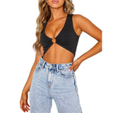 Allwanna  New Women Ladies Summer Sexy Leopard Crop Top Sleeveless Iron Hoop Connected Bra Top Party Club Pub Tank Tops