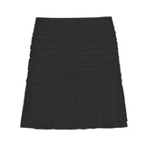 Allwanna  Summer 2022 Women Sexy Casual Pleated Hem Mini Solid Color Elastic High Waist Folds Short Black/ White/ Pink/ Young Style Skirt