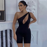 Allwanna  Sexy Hollow Out Bodysuit Women Off Shoulder Single Strap Jumpsuit 2022 Summer Fashion Slim Solid Color Sleeveless Playsuit