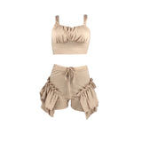 Allwanna  Sexy Ruffles Shorts And Crop Top Women Summer 2 Piece Sets Fashion Club Vacation Outfits  Items 2022