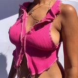Allwanna  Sexy Camisole Women Ribbed Knitting Crop Tops Summer Fashion Club Party Wear Tank Tops Y2K E-Girl Vest Female Tee