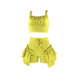 Allwanna  Sexy Ruffles Shorts And Crop Top Women Summer 2 Piece Sets Fashion Club Vacation Outfits  Items 2022