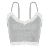 Allwanna  Summer Women's Sexy Camisole Sleeveless Backless Lace Ribbed Y2K  Knit Crop Cami Top Casual Spaghetti Strap Solid Camis