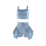 Allwanna  Sexy Ruffles Shorts And Crop Top Women Summer 2 Piece Sets Fashion Club Vacation Outfits  Items 2022