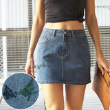 Allwanna  Sexy Denim Skirt A Vintage Embroidery Korean Fashion Summer High Waist Harajuku Desigual Skirt Package Hip Mini Skirts