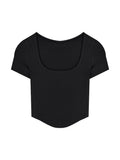 Allwanna  Sexy U-Neck Short Sleeve Ribbed Knit T Shirt For Women Summer Solid Bodycon Cute Baby Tee Crop Top Club Tank Tops Y2K Clothes