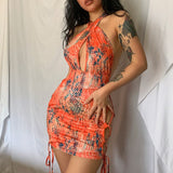 Allwanna  Floral Print Summer Dress 2022 Sexy Backless Bohemian Women's Dresses High Waist Strap Sundress Fashion Robe Vestido De Mujer