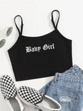 Allwanna  Gothic Letter Graphic Spaghetti Strap Crop Cami Top Women Summer Y2K Clothes Black Punk High Street Style Tee Shirt 2022 Tanks