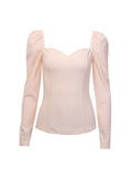 Allwanna  Korean Style Vintage Blouse Women Petal Collar Long Sleeve Sexy Clavicle Ladies Elegant Tops Fashion Casual Daily Base T-Shirt