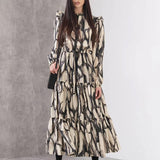 Allwanna 2022 Women Maxi Dress Female Long Sleeve Printed Long Frocks Vintage Woman High Waist Party Robe Lady Street Fashion Wear Outfit