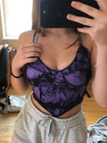 Allwanna  Purple Y2K Clothes Seam Tie Dye Cami Crop Top Women 2022 High Street Harajuku Asymmetrical Hem Spaghetti Strap Shirt Streetwear